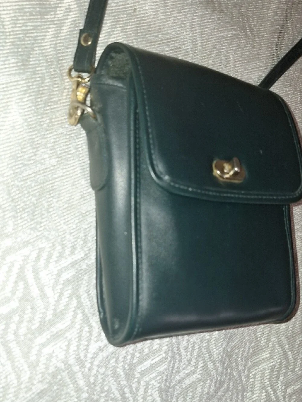 Classic Small Leather Crossbody Bag in Dark Green